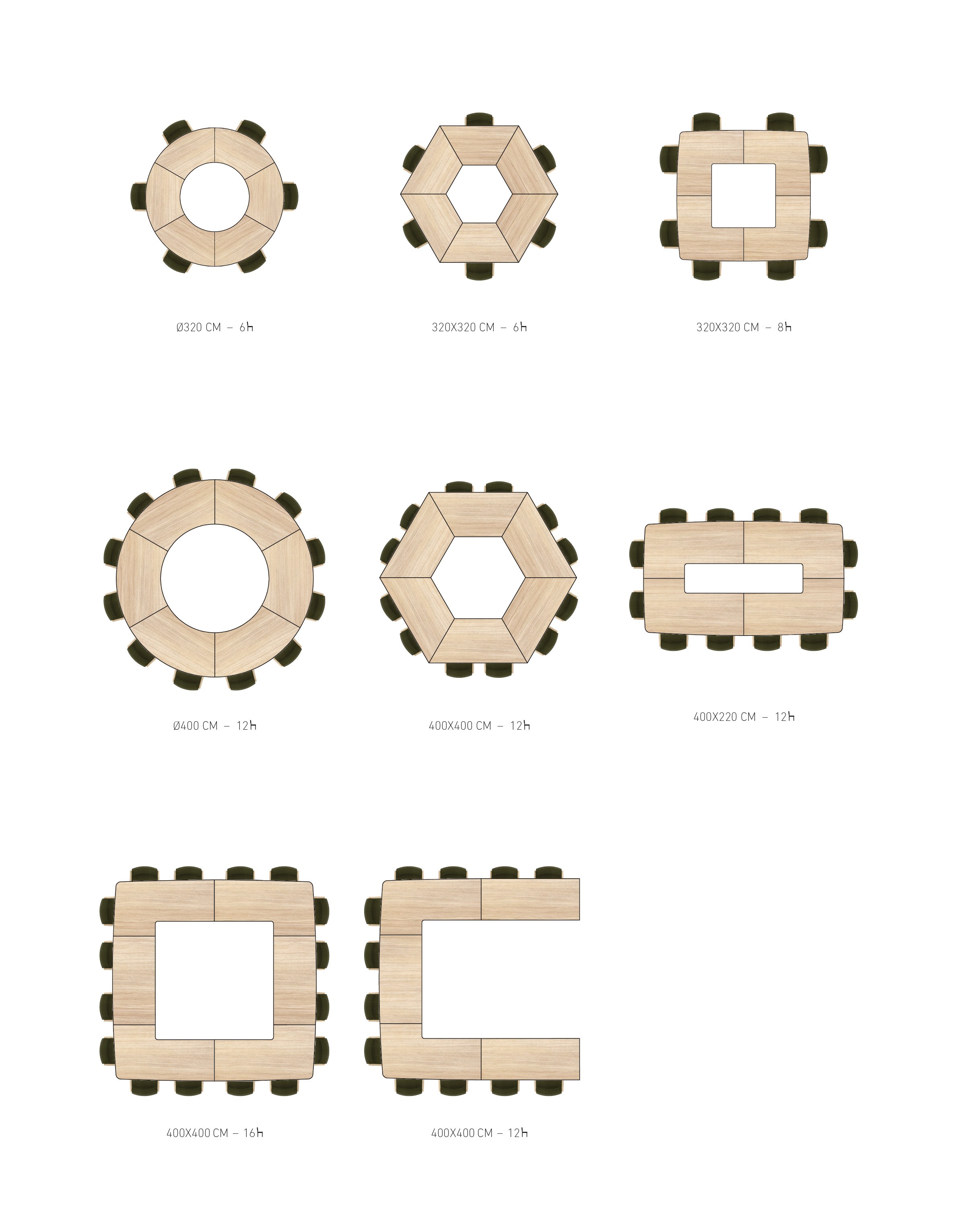 Metro II Multi-Part Tabletop  |  Double Leg Profile
